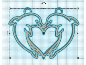 Yunus kalp - coeur dauphin takı kolye pendentif 3d print model - Mito3D