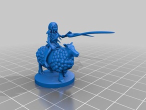 gnome warlock riding sheep animals dnd mount pathfinder roleplaying 3d print model - Mito3D