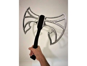 double-axe costume axes cosplay accessory prop weapon handaxe viking weapons 3d print model - Mito3D