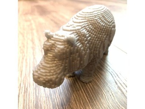 voulez hippopotame de noël animaux 3d voronoi lowpoly low poly voxel voxelized 3d print model - Mito3D