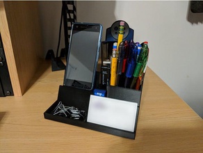 desk organizer phone stand business card holder usbsd storage office desktop organization pencil pen sd usb 3d print model - Mito3D