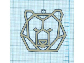 geometric bear head t&ecircte dours g&eacuteom&eacutetrique Schmuck gomtrique Anhänger pendentif tte 3d print model - Mito3D