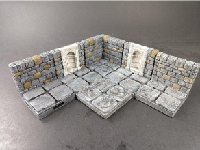 openforge 20 zindan taş niş duvarlar oyuncak oyun aksesuarlar dnd fayans Minyatürler openforge2 pathfinder rpg masa üstü arazi 3d print model - Mito3D