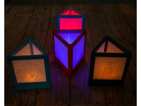 triangular lithophane lamp decor lantern light stand 3d print model - Mito3D