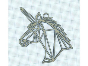 geometrik unicorn licorne g&eacuteom&eacutetrique takı geometrique kolye pendentif 3d print model - Mito3D