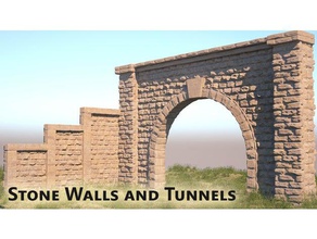 stone walls tunnel d1 buildings structures ho scale model railroad trains n-scale signal entrance 3d print model - Mito3D