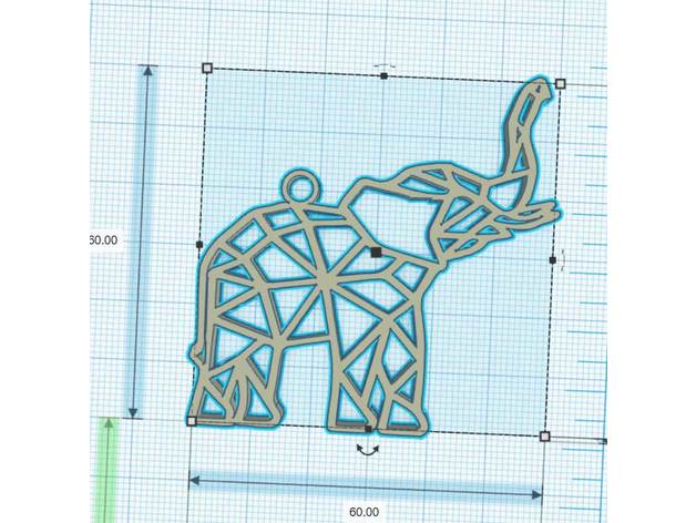 geometrik fil g&eacuteom&eacutetrique takı elephnat geometrique kolye pendentif 3D print model - Mito3D