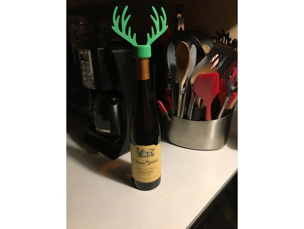 caribooze antlers wine bottle topper food drink caribou chistmas christmas decoration gift funny happy holidays holiday merry reindeer window 3D print model - Mito3D