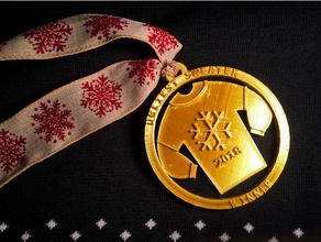 ugly sweater winner award jewelry 2018 awards christmas decoration ornament contest custom customizable customizer gold holiday medal medallion necklace prize trophy uglychristmassweater 3d print model - Mito3D