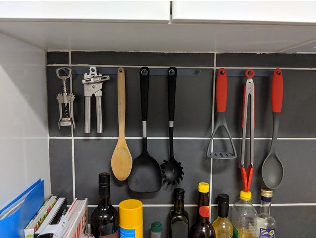 utensílio de suspensão pinos a cozinha jantar gancho suporte para utensílios cabide parede montagem na 3D print model - Mito3D