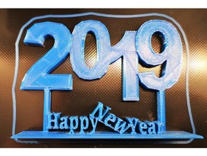 2019 happy new year stand v2 signs logos silvester 3d print model - Mito3D