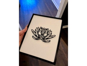 lotus 2dart wframe 2d art gift flower picture frame wall mount 3d print model - Mito3D