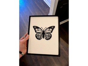 kelebek 2d sanat wframe 2dart hediye böcek resim çerçevesi duvar duvara monte 3d print model - Mito3D