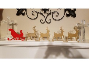 sleigh reindeer stands art christmas santas 3d print model - Mito3D