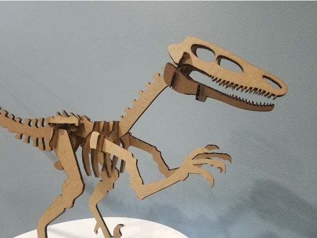 velociraptor cartão de remix animais lasercut raptor esqueleto 3D print model - Mito3D