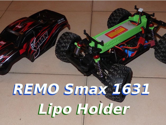 remo smax 1631 lipo holder rc vehicles 3dprintable 3dprinting car housing battery hobby sgabolab toy 3D print model - Mito3D