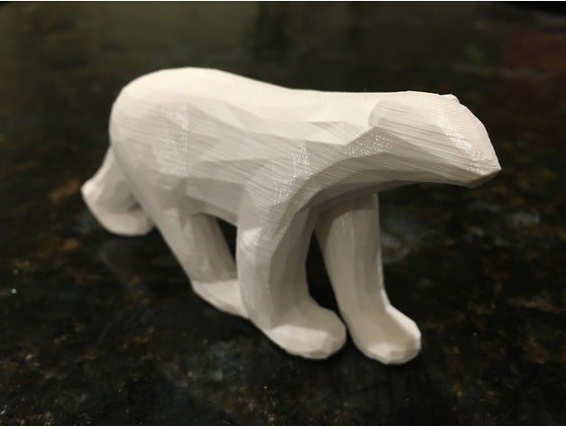 low poly pompon de l'ours blanc animaux lowpoly polaire polygone 3D print model - Mito3D