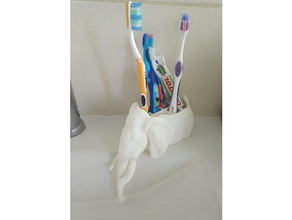 elefante titular da escova de dentes casa banho 3d print model - Mito3D