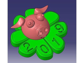 gl&uumlcksbringer klee schweinchen trèfle cochon de la nouvelle année d'autres 3d print model - Mito3D