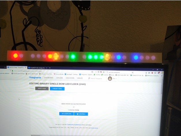 binäre single row led-Uhr-24h 3d drucken led-Streifen rgb 3D print model - Mito3D