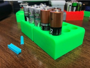 aa battblox battery storage rc vehicles holder organizer snap together 3d print model - Mito3D