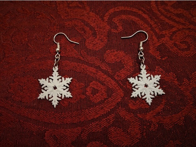 snowflake earring earrings christmas holiday jewelry xmas 3D print model - Mito3D