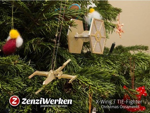 x-wingtie-Dövüşçü Noel süsleri cnclaserfdm dekor kartı dekorasyon lasercut keskin snapout gel sorotec basicline tie fighter zenziwerken 3d print model - Mito3D