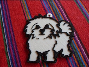 maltais chien ornement les pièces de monnaie badges fêtes noël vacances 3d print model - Mito3D
