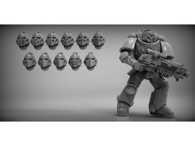 sci-fi caballero cascos gracias 1000 seguidores modelos 28mm 40k bits grimdark cabeza en la marina miniatura scifi espacio tablero de mesa wargaming 3D print model - Mito3D