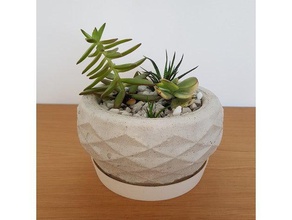 yoshimura crease pattern concrete planter short version decor mold dodecagon nsfw pot 3d print model - Mito3D