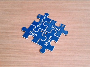 family puzzle puzzles 3d key chain keychain pendant pendants 3d print model - Mito3D
