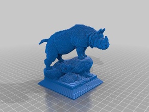 voxel rhino statua sculture 3d print model - Mito3D