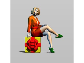 feliz año nuevo personas 2019 year beauty belle christmas dame dolly erotic female gift girl human individual lady maiden person pin-up pose posture present pretty seat sexy sit woman 3d print model - Mito3D
