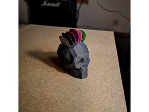 guitar pick holder low poly skull remix music lowpoly 3d print model - Mito3D