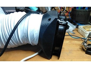 120 mm fan 100 external diameter pipe adapter solder fume extraction diy mount freecad soldering 3d print model - Mito3D