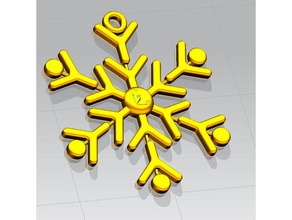 fiocco di neve decorazione orecchino portachiavi - floco de decoração brinco chaveiro brincos codi-3d decorazioni anel chave natale 3d print model - Mito3D