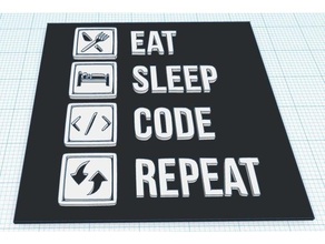 uyku kodunu tekrar işareti logosu plak yiyin işaretler logoları kodlayıcı programcı 3d print model - Mito3D