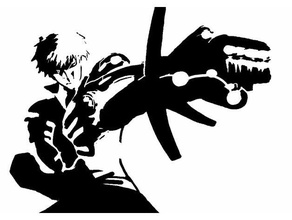 op genos stencil 2 2d art anime manga one punch man 3d print model - Mito3D