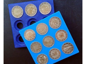 2 monedas de euro la placa pantalla las insignias soporte moneda coleccionable coleccionables colección 3d print model - Mito3D