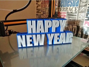 happy new year sign decor 3d print model - Mito3D