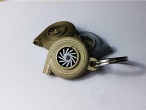 small turbo keychain keychains engineering multimaterial multi material turbine 3d print model - Mito3D