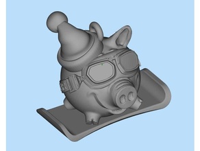 cerdo snowboarder de juguete juego accesorios 3d print model - Mito3D