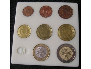 euro coin display board coins badges holder collectable collectible collection collector mount 3d print model - Mito3D