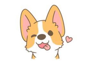 corgi heart 2d cute decoration dog line sticker 3d print model - Mito3D