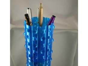 simple pencil pen holder organization cup dimpled spiral vase tealight 3d print model - Mito3D