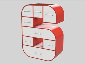 6-Rahmen-set Schubladen office mini-Schubladen zahlen Nummer 6 3d print model - Mito3D
