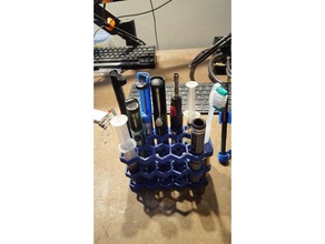 desktop honeycomb organizer organization desk organiser pen pencil case cup holder screwdriver soldering station tool toolbox 3d print model - Mito3D