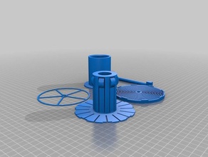 my customized parametric auto-rewind spool holder thin spring 3d printer accessories 3d print model - Mito3D
