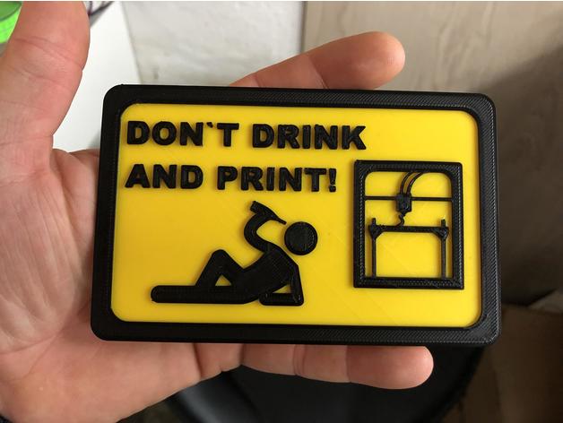 warnung don&acutet drink print 3d printer accessories dont gelb hinweis multicolor multicolors rot schild schwarz warning logo sign 3D print model - Mito3D