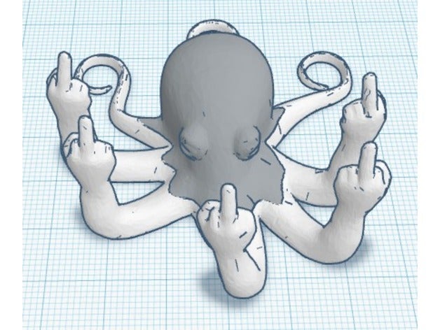 fucktopus smoothed split head body sculptures octopus 3D print model - Mito3D